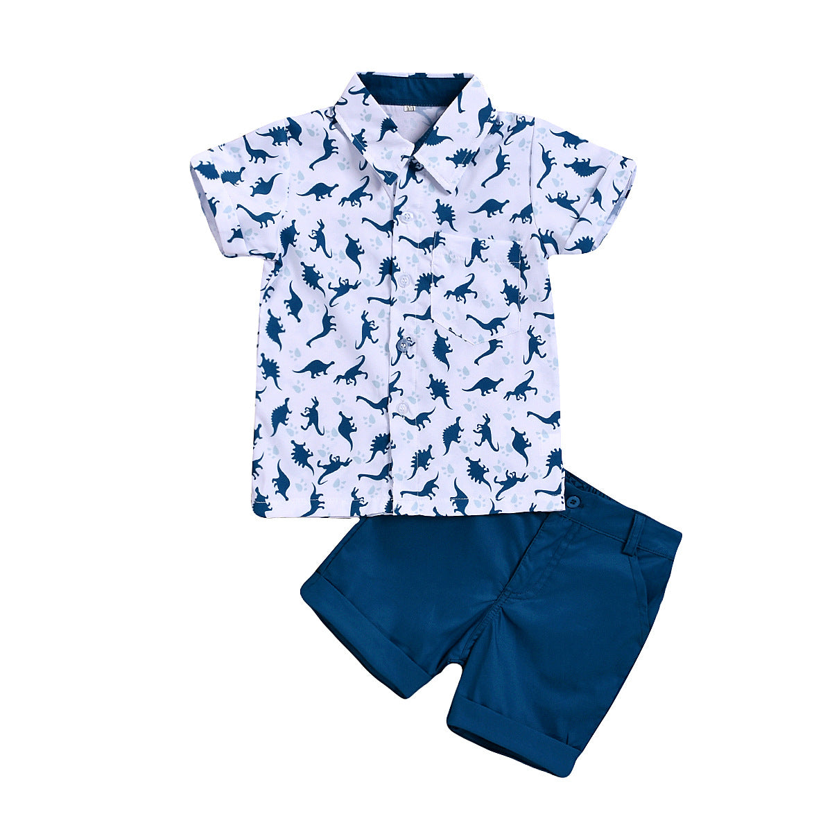 Summer New Boys Print Short-Sleeved Shirt And Shorts Suit - Tokcobstore