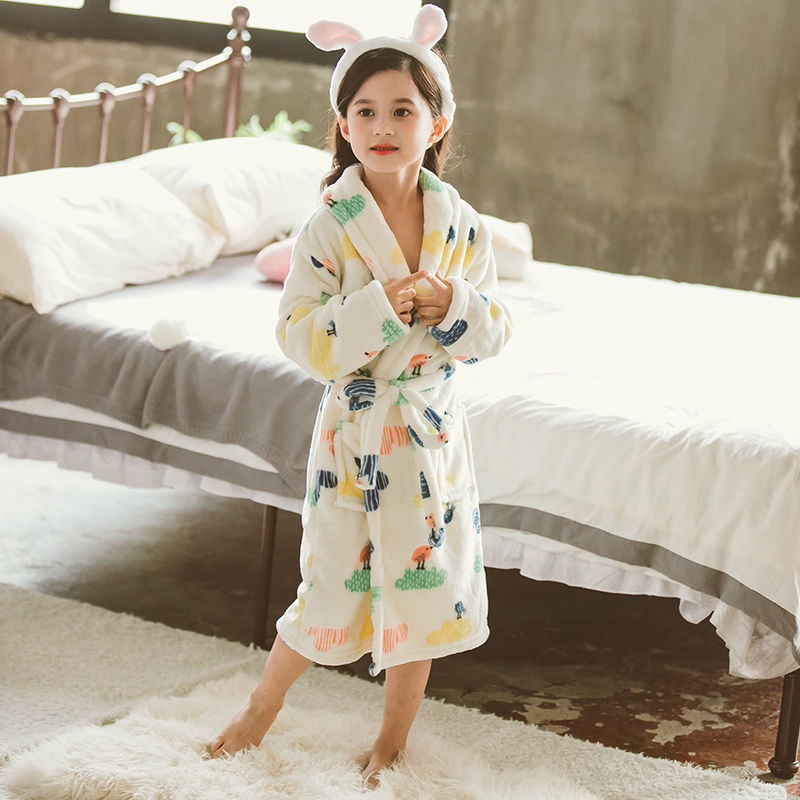Children's Nightgown Thickened Flannel Girls Pajamas Baby Shan Home Service - Tokcobstore