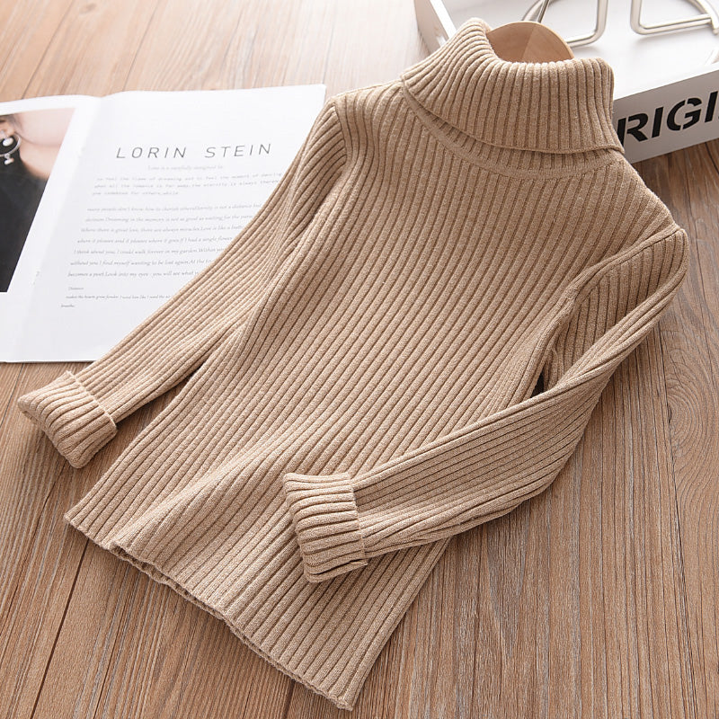 Boys' Slim Knit High Collar Plush