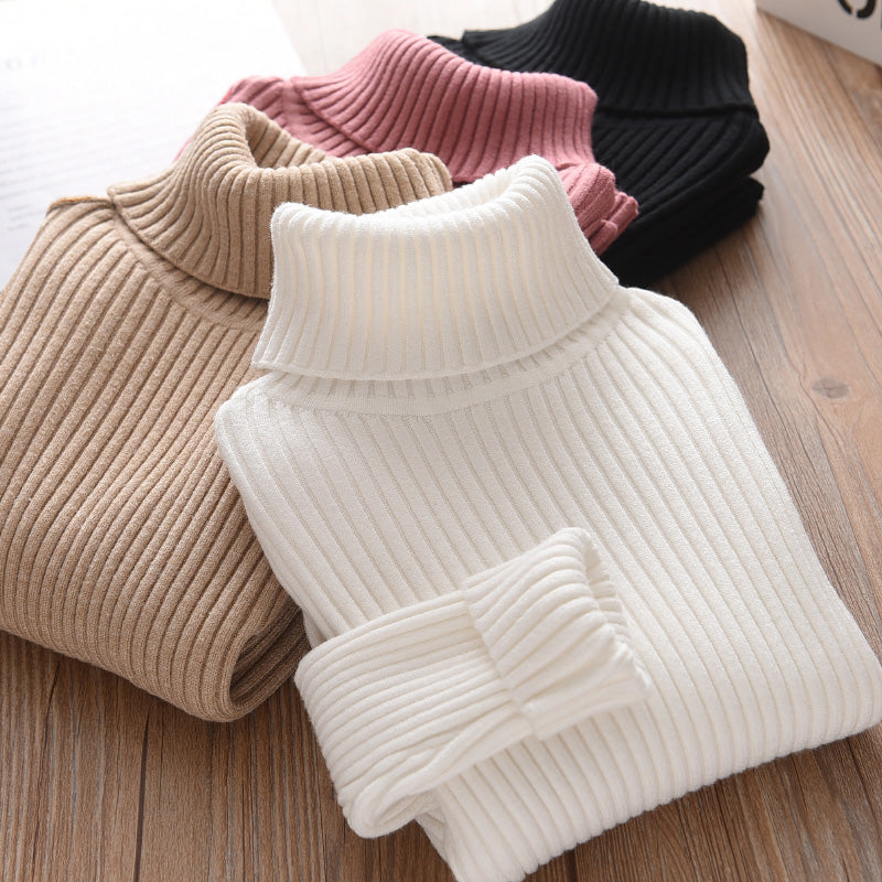 Boys' Slim Knit High Collar Plush