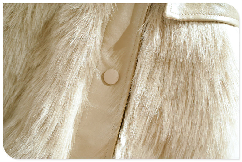 Fashion Girls' Fur One-piece Thickened Coat